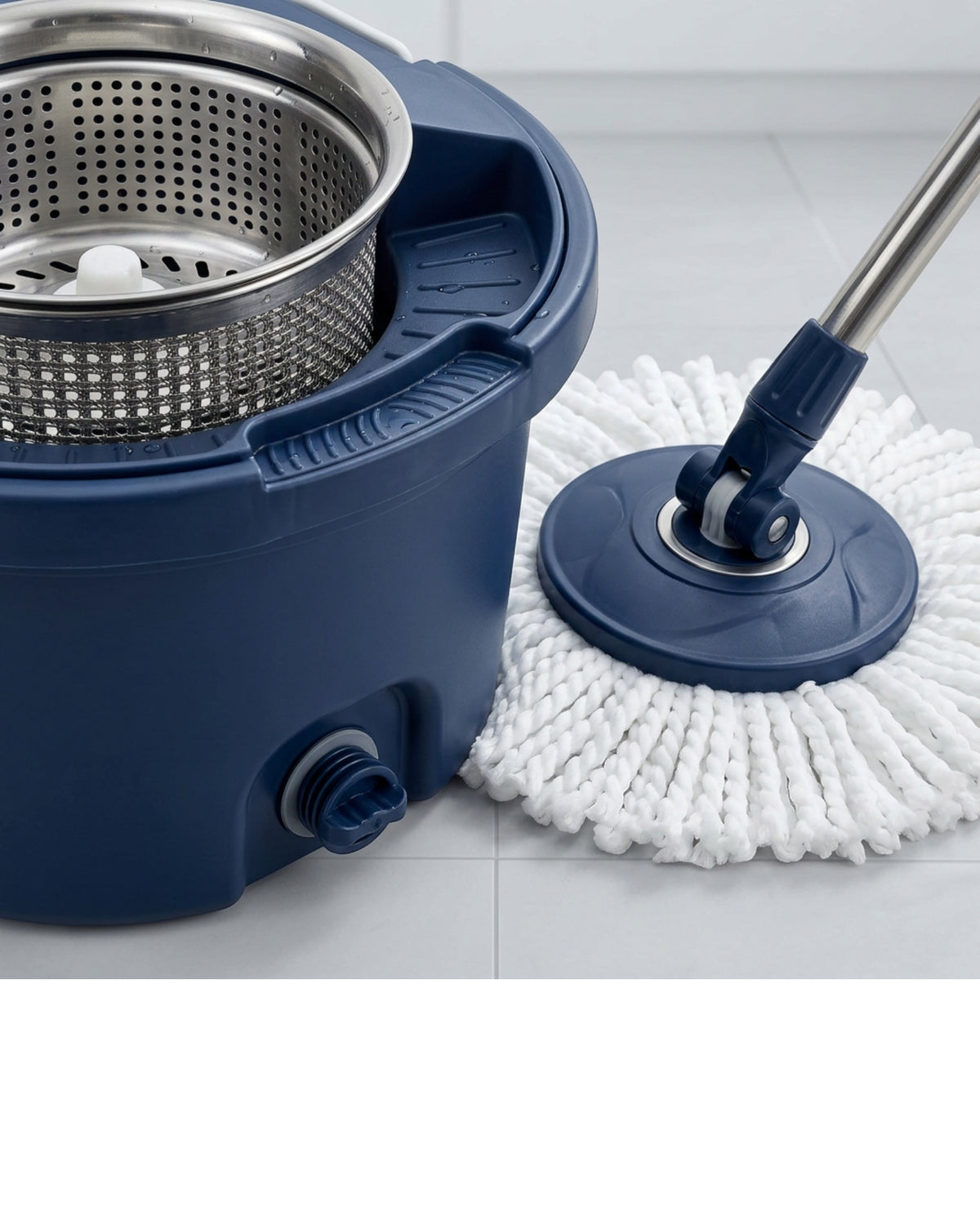 Zvlo Spin Mop and 18 L Bucket Set with 2 Heads Navy - Detail view