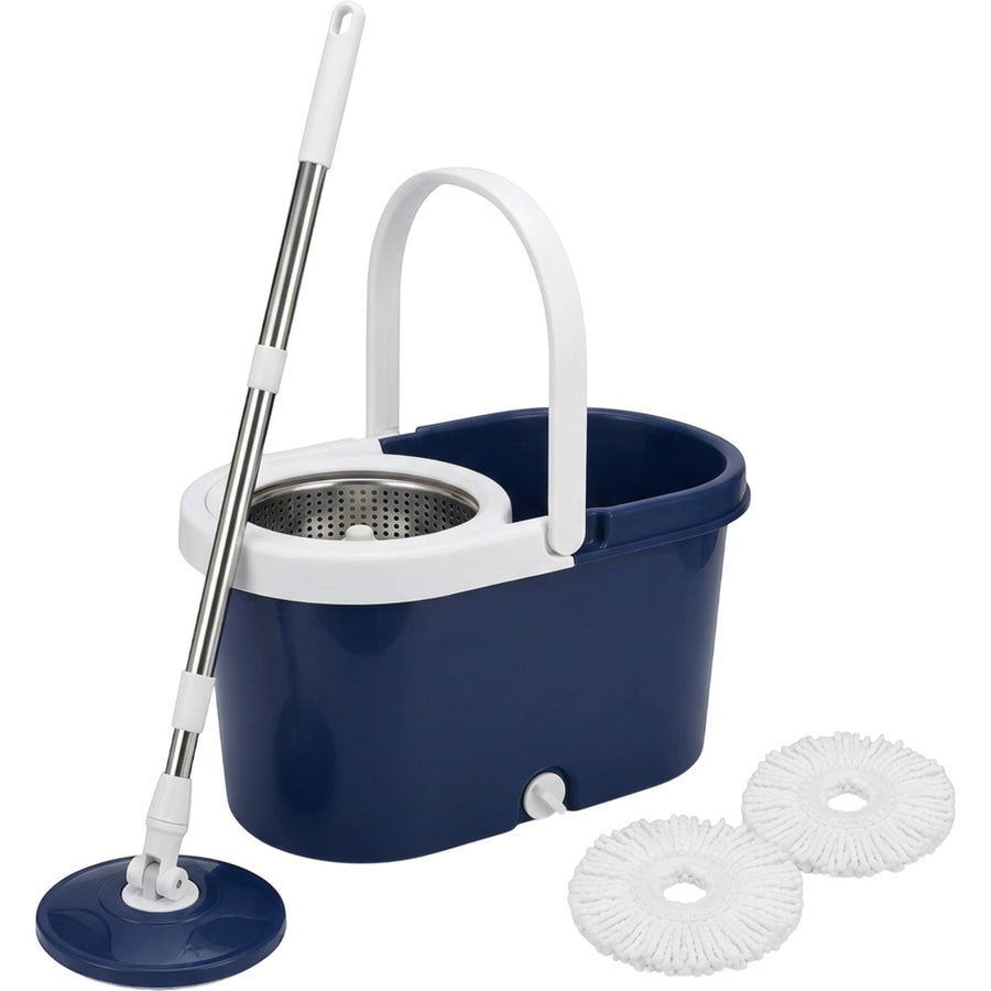 Zvlo Spin Mop and 18 L Bucket Set with 2 Heads Navy